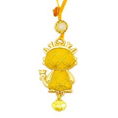 Chinese Zodiac Dragon Song Brocade Bag Charm • 18K Gold Plated