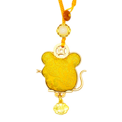 Chinese Zodiac Rat Song Brocade Bag Charm • 18K Gold Plated