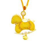 Chinese Zodiac Horse Song Brocade Bag Charm • 18K Gold Plated