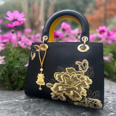 Chinese Zodiac Tiger Song Brocade Bag Charm • 18K Gold Plated