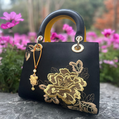 Chinese Zodiac Rat Song Brocade Bag Charm • 18K Gold Plated