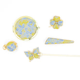 Peach Blossom and Butterfly ( 碧桃蝴蝶 )Hair Clip Set