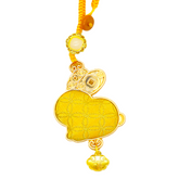 Chinese Zodiac Rabbit Song Brocade Bag Charm • 18K Gold Plated