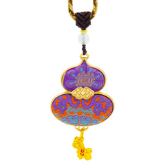 Gourd Necklace Song Brocade Purple Eight-Directional Halo Pattern • 18K Gold Plated