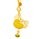 Chinese Zodiac Rooster Song Brocade Bag Charm • 18K Gold Plated