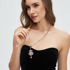 Gourd Necklace Song Brocade Purple Eight-Directional Halo Pattern • 18K Gold Plated