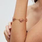 Lucky Gourd Bracelet • Song Brocade Ding Sheng Pattern • 18K Gold Plated • Red