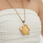 Money Pouch Necklace Song Brocade Golden Coin Pattern • 18K Gold Plated