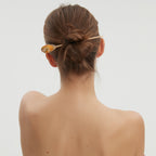 Oval Hairpin Song Brocade Butterfly-and-Flower Pattern • 18K Gold Plated