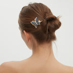 Song Brocade Ding Sheng Pattern Butterfly Hairpin • 18K Gold Plated • Lake Blue