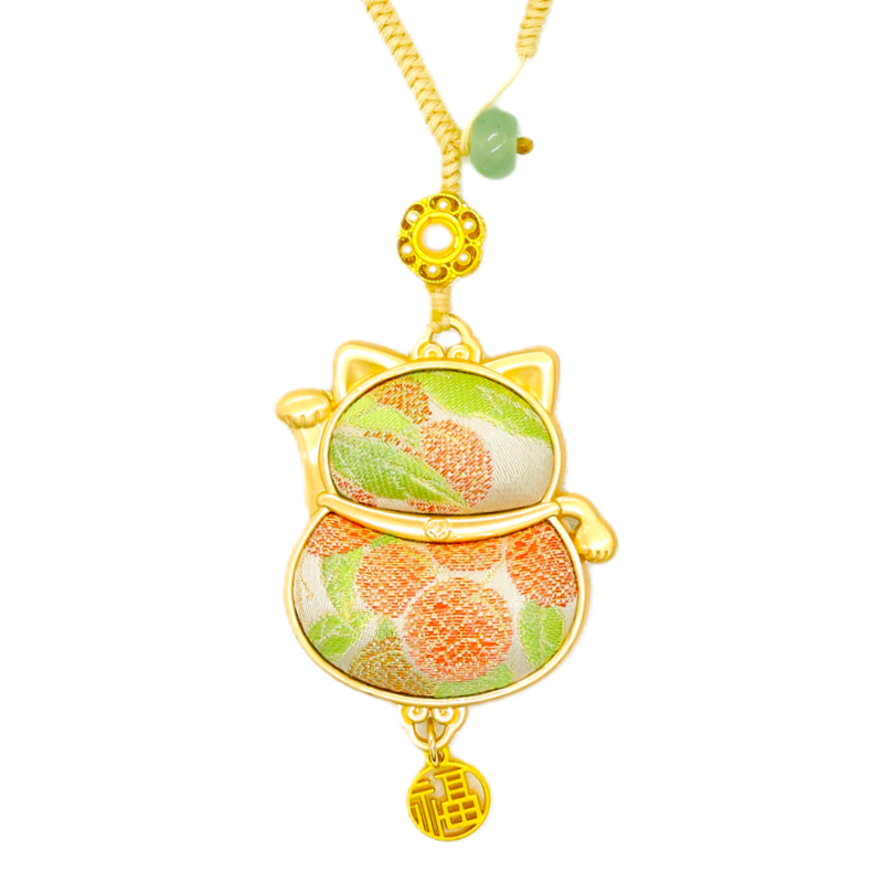 Lucky Cat Bag Charm・Song Brocade Guxu Litchi 姑胥荔枝・18K Gold Plated Main image