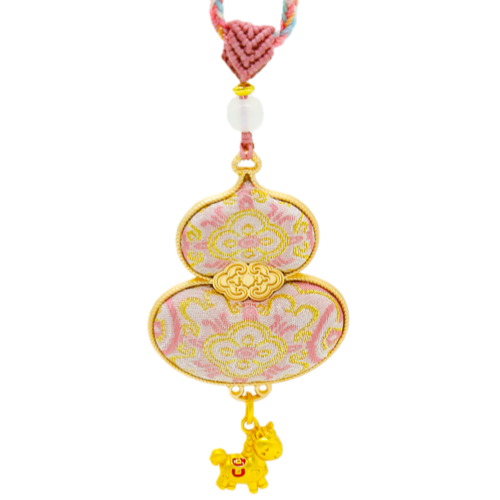 Gourd Necklace Song Brocade Purple Eight-Directional Halo Pattern • 18K Gold Plated