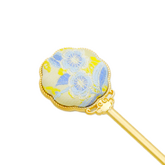 Floral Hairpin Song Brocade Peach Blossom and Butterfly • 18K Gold Plated
