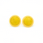 Round Stud Earrings • Song Brocade Golden Coin Pattern • 18K Gold Plated