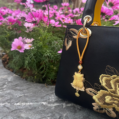 Chinese Zodiac Tiger Song Brocade Bag Charm • 18K Gold Plated