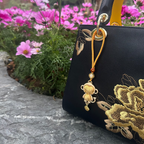Chinese Zodiac Monkey Song Brocade Bag Charm • 18K Gold Plated