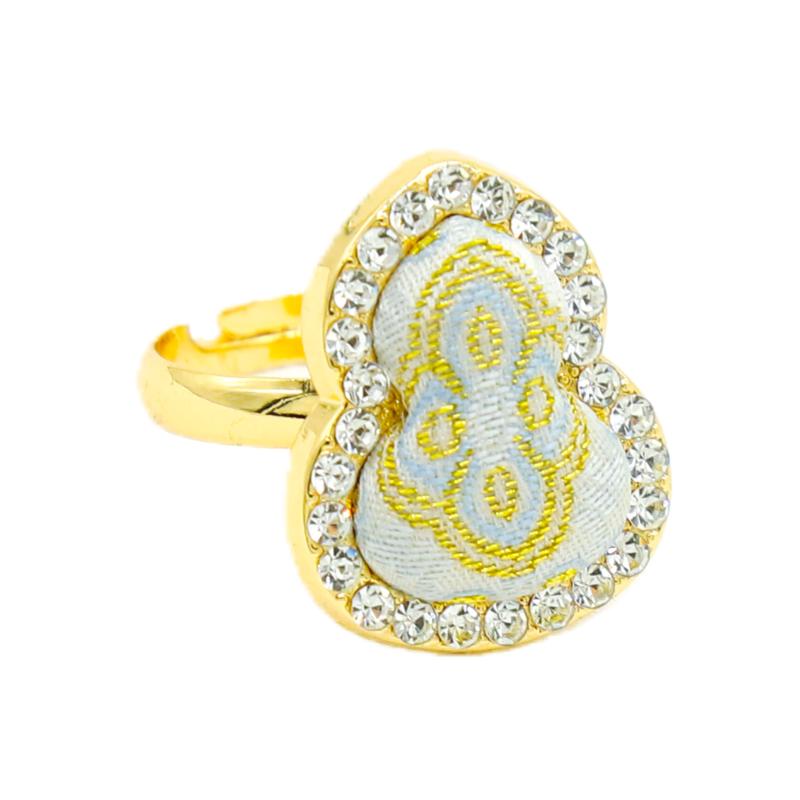 Lucky Gourd Ring • Song Brocade Ding Sheng Pattern • 18K Gold Plated • White Main image