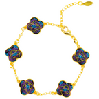 Four-Leaf Clover Bracelet • Song Brocade Ding Sheng Pattern • 18K Gold Plated