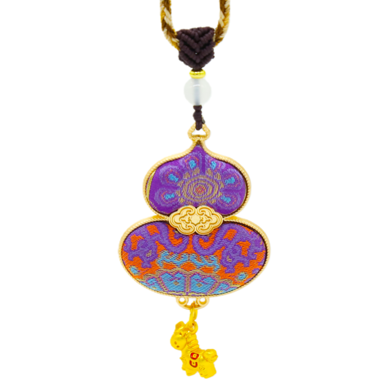 Gourd Necklace Song Brocade Purple Eight-Directional Halo Pattern • 18K Gold Plated
